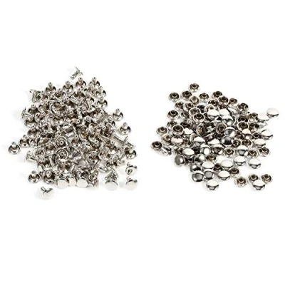 Afbeelding van Holle klinknagels, 8 x mm ijzeren dubbele kappen lederen klinknagels voor doe het zelf handwerk reparaties decoratie 100 stuks (zilver)