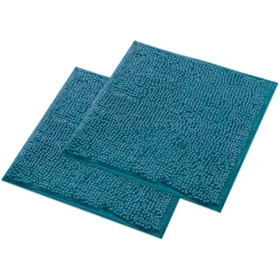 Afbeelding van WohnDirect Badmatset 2 delig, petrol, 45 x cm, antislip en wasbaar, badmat, badkamertapijt, wc mat