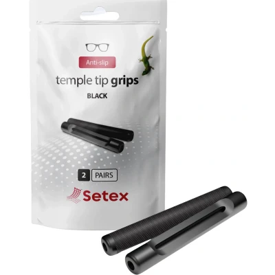 Afbeelding van Setex Gecko Grip Temple Tip Grips voor bril, (2 zwarte paren) USA gemaakt, innovatieve microgestructureerde vezels tips, 49 mm lengte en 7 breedte