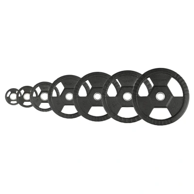 Afbeelding van Rubber Olympische Halterschijf 50mm met grepen gietijzer zwart 2.5 kg per stuk