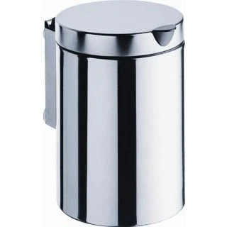 Afbeelding van Emco System 2 afvalemmer met deksel rond wandmodel chroom