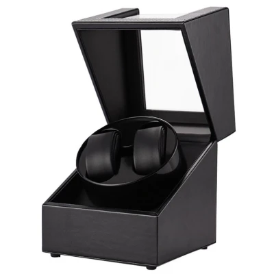 Afbeelding van Olvy Time Watchwinder Voor 2 Horloges Horloge Opwinder Horlogebox Zwart