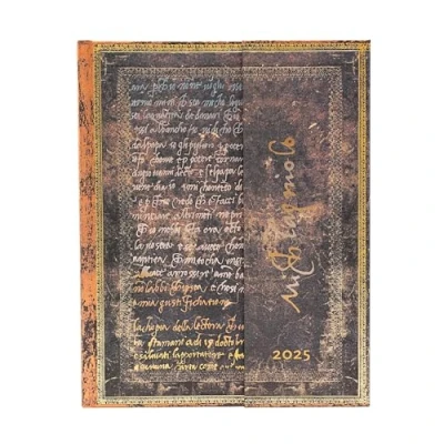 Afbeelding van Michelangelo, Handwriting (Embellished Manuscripts Collection) Ultra 12 month Horizontal Hardback Dayplanner 2025 (Wrap Closure): tydzień na dwóch stronach, zamykany magnes, papier 100 gsm