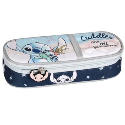 Afbeelding van DISNEY Stitch COMPARTIMENTEN potloodetui, verstijfd OVAL zakje voor meisjes 6x22x10cm (Stitch Compartiment C)