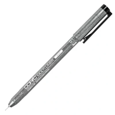 Afbeelding van Copic Multiliner zwart 0,1 mm, tekenpen met water en alcoholbestendige pigmentinkt in zwart, voor schetsen, illustraties contouren