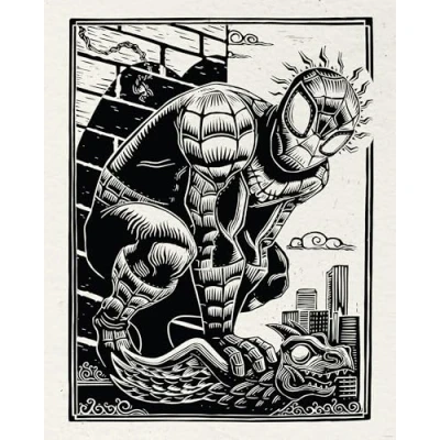 Afbeelding van Komar Artprint Marvel Spider Man Lino Cut 40 x 60 cm (breedte hoogte) kinderkamer, decoratie (set)