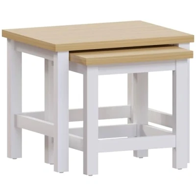 Afbeelding van Vida Designs Arlington Nest van 2 tafels, zijkant, moderne tafelset, MDF vierkant meubilair (wit)