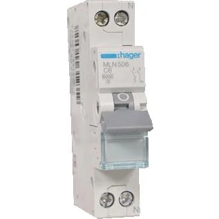 Afbeelding van Hager installatieautomaat 1p n 6ka c karakteristiek 6a 1 module mln506