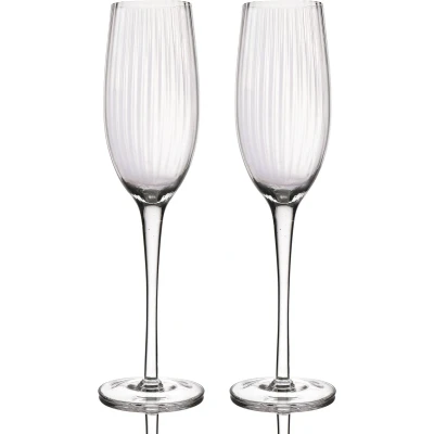 Afbeelding van BarCraft Geribbelde champagneglazen Set van 2 Handgemaakte Flutes in Geschenkverpakking 200ml