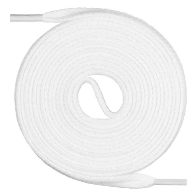 Afbeelding van Mount Swiss Platte veters van 100% katoen, voor sneakers, sportschoenen, loopschoenen, trekkingschoenen, schoenveters, zeer scheurvast, 7 mm breed, lengtes 45 cm 200 cm, Made in Europa, wit, EU