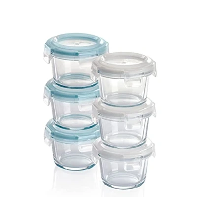 Afbeelding van Grizzly Glazen Vershoudbakjes 6 x 130 ml Ovenschaal met deksels Rond Lucht en vloeistofdichte containers