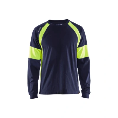 Afbeelding van Blaklader T shirt lange mouw 3520 1030 Marine/High Vis Geel