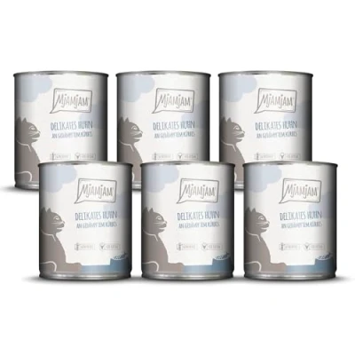 Afbeelding van MjAMjAM Premium natvoer voor katten heerlijke kip met gestoomde pompoen, pak van 6 (6 x 800 g), graanvrij extra vlees
