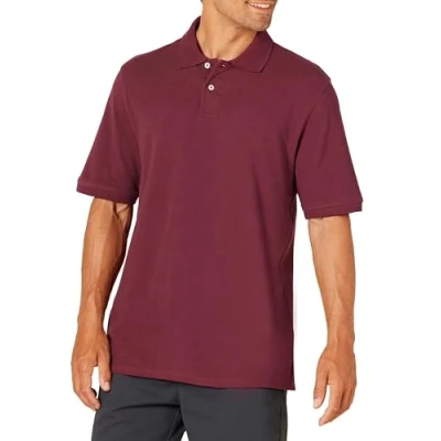 Afbeelding van Amazon Essentials Men&#039;s Poloshirt van piqué katoen met normale pasvorm (verkrijgbaar in grote en lange maten), Bordeauxrood, S