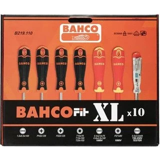 Afbeelding van Bahco Schroevendraaierset 10 delig Gleuf PH2, PZ2, T10, T15, T20, VDE Gleuf, PZ1, tester B219.110
