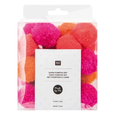 Afbeelding van Pompon garen neon mix (24st)
