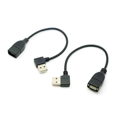 Afbeelding van CY USB kabel, 90 graden links en rechts gehoekt, 2.0, stekker naar stopcontact, verlengkabel 20 cm, 2 stuks