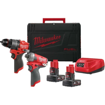 Afbeelding van Milwaukee M12 FPP2E2 402X FUEL powerpack (M12 FPD, FQID, 2 x M12B4 accu, 1 C12C lader, HD Box) 4933480594