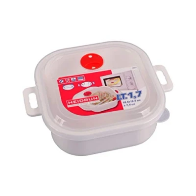 Afbeelding van HEIDRUN MICRO BAKSTOF met deksel + kraan 1,7 liter, 18,5x18,5x7,4cm wit/transparant