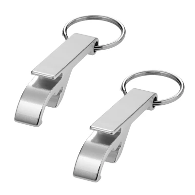 Afbeelding van 4x zilveren relatiegeschenk flesopener sleutelhanger zilver Sleutelhangers