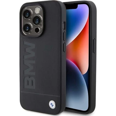 Afbeelding van iPhone 15 Pro Max Backcase hoesje BMW Effen Zwart Leer