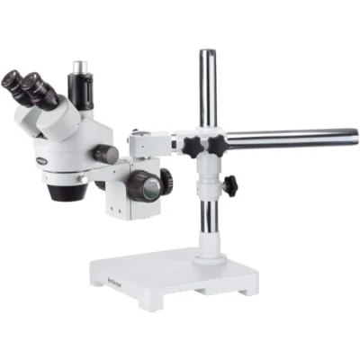 Afbeelding van AmScope SM 3T Professionele Trinocular Stereo Zoom Microscoop, WH10x Oculairen, 7X 45X Vergroting, 0.7X 4.5X Zoomobjectief, Omgevingsverlichting, Single Arm Boom Stand