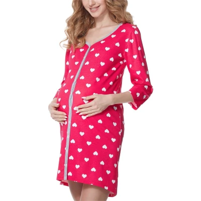 Afbeelding van Bemammy Nachtjapon, Dames, Maat: XL, Pinkheartsmelange