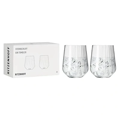 Afbeelding van Ritzenhoff Gin Tumbler 700 ml serie sterslijping nr. 2 stuks met reliëflijn Made in Germany