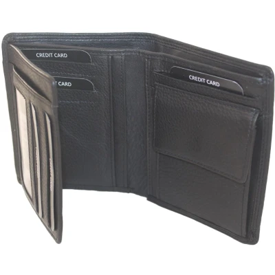 Afbeelding van Oi hoge billfold met kleingeld vak horizontaal zwart leder