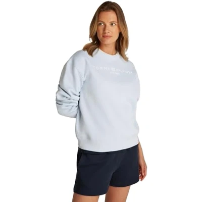 Afbeelding van TOMMY HILFIGER Dames MDRN REG CORP LOGO C NK SWTSHRT WW0WW39791, Blauw, XS, Blauw (Breezy Blue), XS