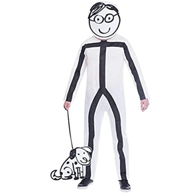 Afbeelding van Amscan 9905097 Stok Man Kostuum Set, Wit, Volwassen Plus Size