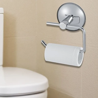 Afbeelding van lyrlody Wandgemonteerde toiletpapierhouder, papierhouder met zuignap, roestvrij staal, duurzame