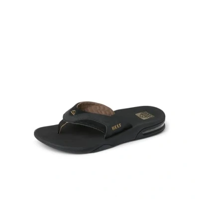 Afbeelding van REEF Fanning Herenslipper met flesopener, steun voor de voetholte, duurzame buitenzool, watervriendelijk, Zwart/Bruin, 48 EU