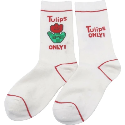 Afbeelding van Sokken Wit Tulpen Nederland Tulips Only Bloemen Uniseks Schoenmaat 38 45