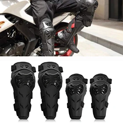Afbeelding van Motorfiets Knie Scheenbeschermers &amp; Elleboog Pads Set 4 Stuks Verstelbare Armor Beschermende Kleding Voor Motocross Racing Fietsen (Zwart)