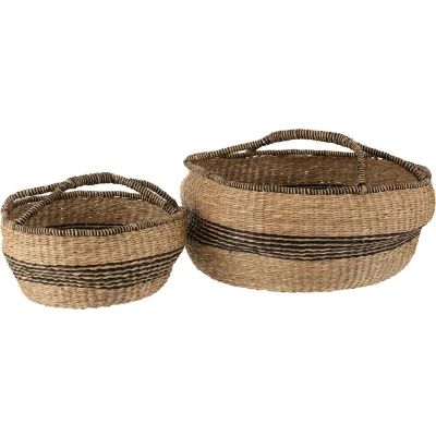 Afbeelding van J Line mand Rond zeegras naturel 2 stuks