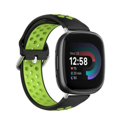 Afbeelding van Fitbit Versa 3 &amp; 4 / Sense 1 2 Sport editie Large Zwart + groen