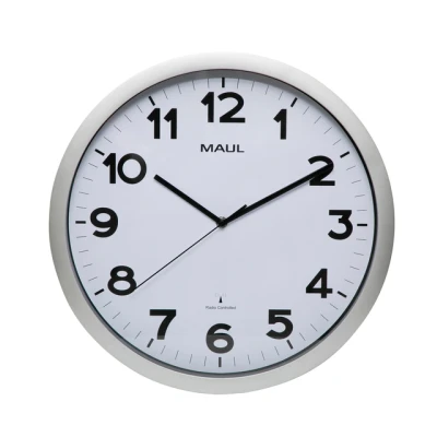 Afbeelding van Wandklok MAUL Step RC diameter40x5cm zilver kunststof frame incl.batterij