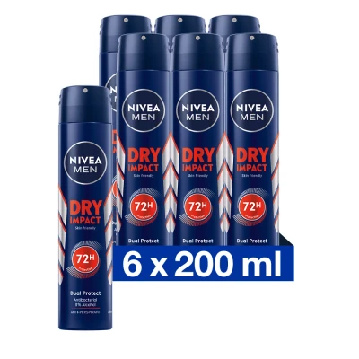 Afbeelding van 6x Nivea Men Anti Transpirant Spray Dry Impact 200 ml