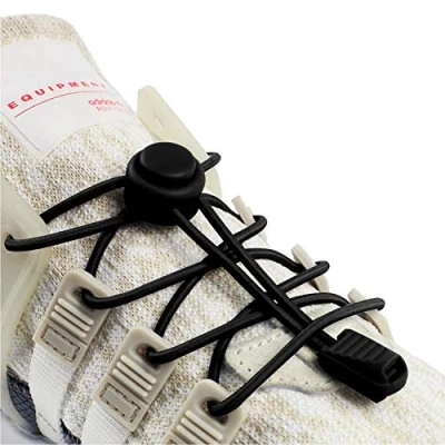 Afbeelding van INMAKER Geen veters voor volwassenen en kinderen, elastische schoenveters sneakers, ronde schoenveters, Zwart, 47&quot; (Length)