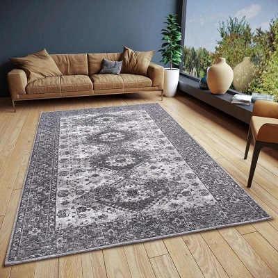 Afbeelding van Laagpolig Vloerkleed Pare 150x220cm Grijs Vintage 123vloerkleed.nl is de online webshop voor vloerkleden en woonaccessoires.