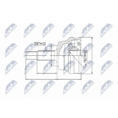 Afbeelding van Homokineet reparatie set, aandrijfas NTY NPZ VW 012