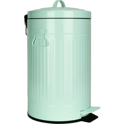 Afbeelding van QUVIO Prullenbak retro 12 L Metaal Groen