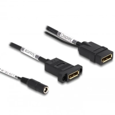 Afbeelding van Delock DisplayPort Kabel 4K 60 Hz mit DC Einspeisung 2,1 x 5,5 mm 0,30