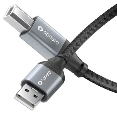 Afbeelding van sonero SPC U010 030 USB kabel 2.0 3 m A B Zwart, Grijs
