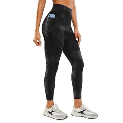 Afbeelding van CRZ Yoga Women&#039;s Butterluxe Gym Leggings 25&#039;&#039; High Waisted Workout met Zakken Boterzachte Black Tie Dye Flowers S