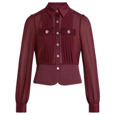 Afbeelding van Morgan Longsleeved WITH Pleats Overhemdblouse, Dames, Maat: 34, Prune