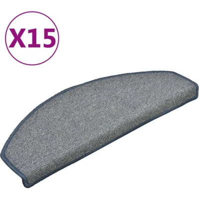 Afbeelding van Trapmatten 15 st 65x24x4 cm lichtgrijs en blauw