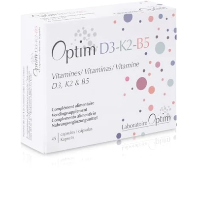 Afbeelding van Vitamine K2 D3 B5 Optim 45 capsules Voedingssupplement vegan Botten en immuunsysteem