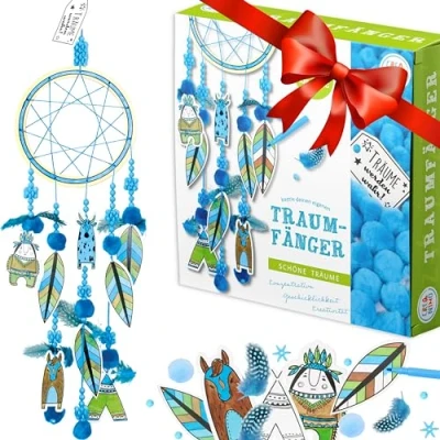 Afbeelding van Creanino knutselset voor kinderen, dromenvanger, knutselset, (blauw)